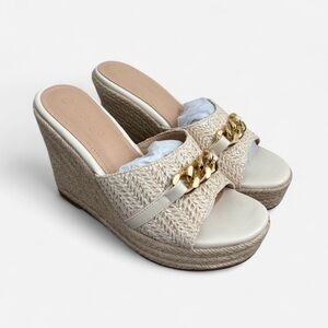 New! Wedge Sandals Platform Espadrille Heel Chain Slip On Summer Slides Size 6
